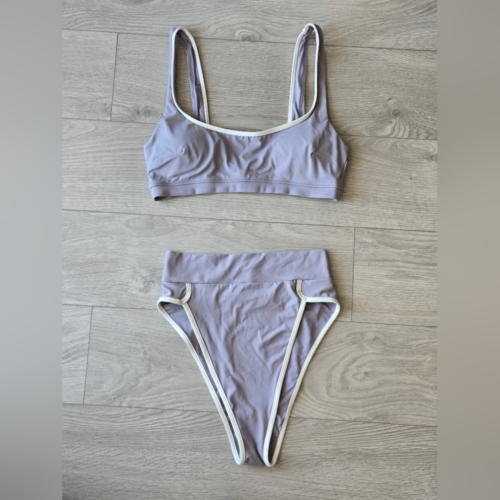 Aerie Lavender Bikini with White Trim